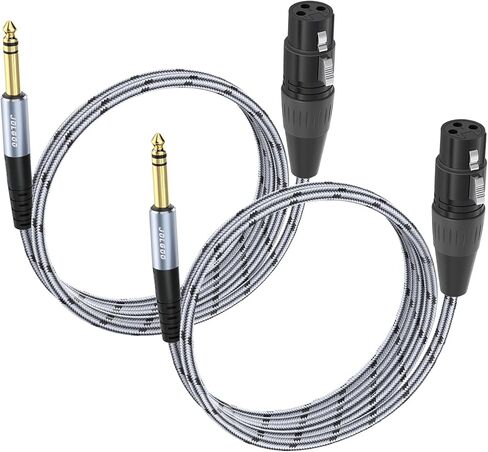 XLR to 1/4 TRS Stereo Adapter, 6.35mm Dual Channel, 3-pin XLR Female, Balanced Microphone Audio Converter Cable 2 Pack (6in) in Saudi Arabia