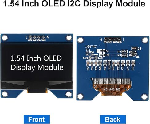 2pcs 1.54 Inch OLED I2C IIC Display Module, 128x64 Pixel SSD1309 Driver Self-Luminous OLED Screen Board for Arduino Raspberry Pi, Come with Storage Box (Blue) in Saudi Arabia