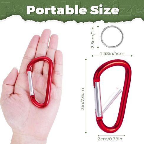 20 Pack 3" Aluminum Carabiner Clip, Large D Ring Carabiners Keychain Clip Spring Snap Hooks, Carabiner for Keys, Dog Leash, Outdoor Camping Hiking Accessories in Saudi Arabia