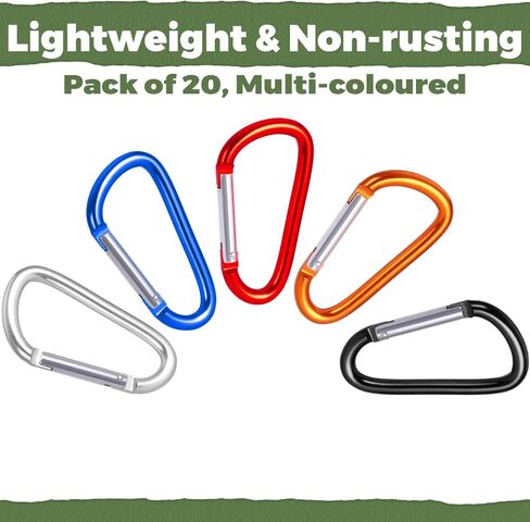 20 Pack 3" Aluminum Carabiner Clip, Large D Ring Carabiners Keychain Clip Spring Snap Hooks, Carabiner for Keys, Dog Leash, Outdoor Camping Hiking Accessories in Saudi Arabia