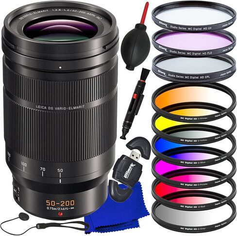 Ultimaxx Essential Panasonic Leica Vario-Elmarit 50-200mm f/2.8-4 قوة O.I.S. حزمة العدسات - تتضمن: طقم مرشح ألوان متدرج مكون من 6 قطع، طقم مرشح حماية مكون من 3 قطع، قارئ بطاقة الذاكرة والمزيد (حزمة مكونة من 19 قطعة) in Saudi Arabia