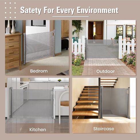 Retractable Baby Dog Gate for Stairs, Zorslesy 35" Tall Pet Child Mesh Gate Extends to 55" Wide, Long Child Safety Gates for Doorways, Hallways, Cat Gate Indoor/Outdoor (50" Wide35 Tall) in Saudi Arabia