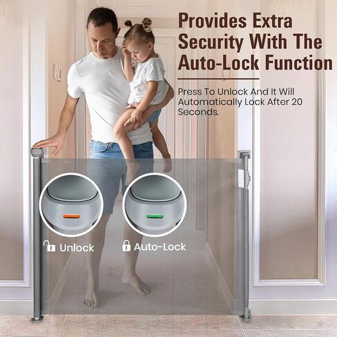 Retractable Baby Dog Gate for Stairs, Zorslesy 35" Tall Pet Child Mesh Gate Extends to 55" Wide, Long Child Safety Gates for Doorways, Hallways, Cat Gate Indoor/Outdoor (50" Wide35 Tall) in Saudi Arabia