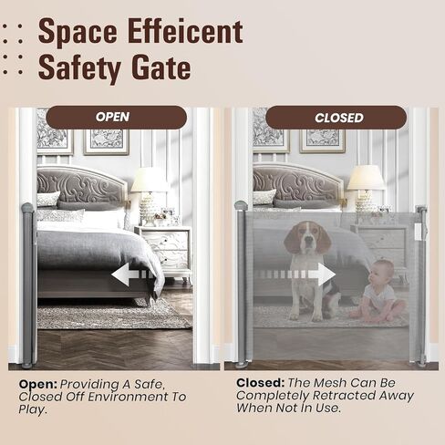 Retractable Baby Dog Gate for Stairs, Zorslesy 35" Tall Pet Child Mesh Gate Extends to 55" Wide, Long Child Safety Gates for Doorways, Hallways, Cat Gate Indoor/Outdoor (50" Wide35 Tall) in Saudi Arabia