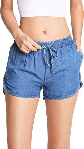 Love Tree Women's Juniors Mid-Rise Tencel Shorts in Saudi Arabia