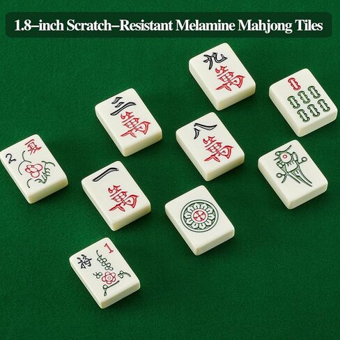 مجموعات ماجونج كبيرة الحجم 1.8 بوصة 144 بلاط ماجونج مجموعة ألعاب ماجونج صينية ميلامين... (لون عاجي، 1.8 بوصة 44 ملم) in Kuwait