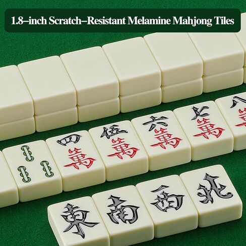 مجموعات ماجونج كبيرة الحجم 1.8 بوصة 144 بلاط ماجونج مجموعة ألعاب ماجونج صينية ميلامين... (لون عاجي، 1.8 بوصة 44 ملم) in Kuwait