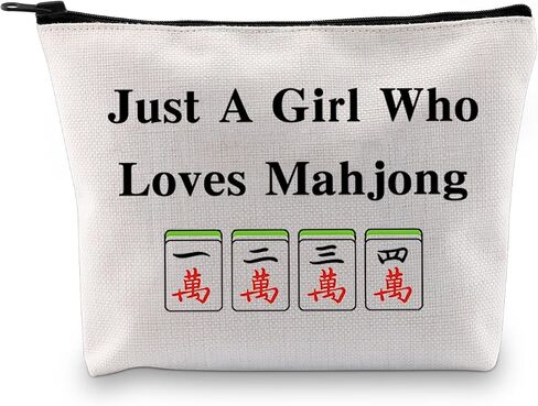 حقيبة ماكياج JXGZSO Lucky Mahjong Tiles Makeup من يحب حقيبة تخزين ألعاب لوحة Mahjong لمحبي Mahjong in Kuwait