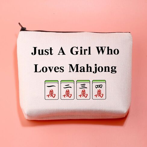 حقيبة ماكياج JXGZSO Lucky Mahjong Tiles Makeup من يحب حقيبة تخزين ألعاب لوحة Mahjong لمحبي Mahjong in Kuwait