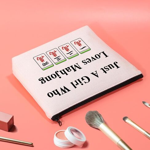 حقيبة ماكياج JXGZSO Lucky Mahjong Tiles Makeup من يحب حقيبة تخزين ألعاب لوحة Mahjong لمحبي Mahjong in Kuwait