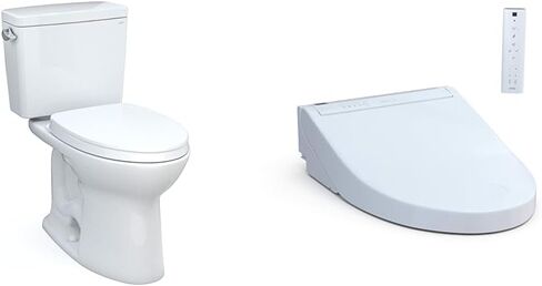 Drake 2-Piece 1.6 GPF Single Flush Elongated ADA Comfort Height Toilet w/ 10in Rough-In in Cotton White, Seat Included in Saudi Arabia
