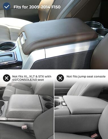 غطاء وحدة التحكم المركزية ISSYAUTO متوافق مع 2015-2023 F150، 2017-2023 F250 F350 F450 مع مقعد قفز 40/20/40، غطاء مسند ذراع بنمط مداس وغطاء وحدة التحكم الوسطى in Kuwait