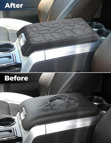 غطاء وحدة التحكم المركزية ISSYAUTO متوافق مع 2015-2023 F150، 2017-2023 F250 F350 F450 مع مقعد قفز 40/20/40، غطاء مسند ذراع بنمط مداس وغطاء وحدة التحكم الوسطى in Kuwait