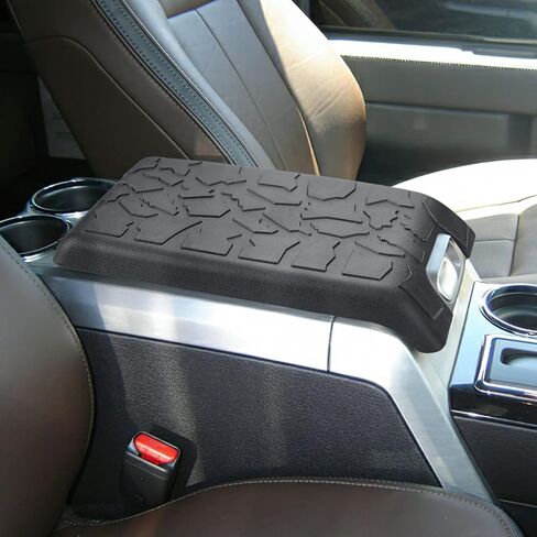 غطاء وحدة التحكم المركزية ISSYAUTO متوافق مع 2015-2023 F150، 2017-2023 F250 F350 F450 مع مقعد قفز 40/20/40، غطاء مسند ذراع بنمط مداس وغطاء وحدة التحكم الوسطى in Kuwait