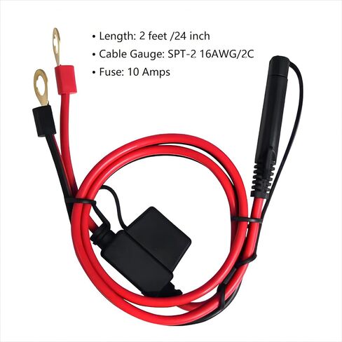SAE to Ring Terminal Cable - O Ring Eyelet Terminal Harness Quick Connect/Disconnect Ring Terminal Assembly Extension Charge Cord 2FT 2 Pack in Saudi Arabia