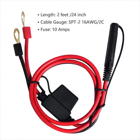SAE to Ring Terminal Cable - O Ring Eyelet Terminal Harness Quick Connect/Disconnect Ring Terminal Assembly Extension Charge Cord 2FT 2 Pack in Saudi Arabia