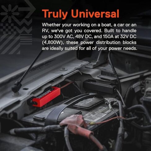 True Mods 12V 4 "الأرض/توزيع الطاقة الطرفية مجموعة شريط حافلة البطارية [بحد أقصى 300 فولت تيار متردد/48 فولت تيار مستمر] شريط بسبار معزول سلبي/إيجابي للسيارات البحرية مقطورة RV قارب دراجة نارية UTV ATV - أسود/أحمر in Kuwait