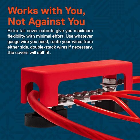 True Mods 12V 4" Ground/Power Distribution Terminal Block Battery Bus Bar Set [Max 300V AC/48V DC] Negative/Positive Insulated Busbar for Auto Marine Car Trailer RV Boat Motorcycle UTV ATV - Black/Red in Kuwait