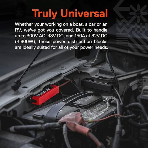 True Mods 12V 4" Ground/Power Distribution Terminal Block Battery Bus Bar Set [Max 300V AC/48V DC] Negative/Positive Insulated Busbar for Auto Marine Car Trailer RV Boat Motorcycle UTV ATV - Black/Red in Kuwait