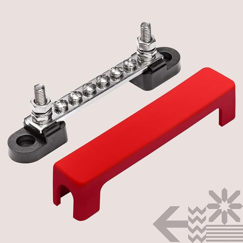 True Mods 12V 4" Ground/Power Distribution Terminal Block Battery Bus Bar Set [Max 300V AC/48V DC] Negative/Positive Insulated Busbar for Auto Marine Car Trailer RV Boat Motorcycle UTV ATV - Black/Red in Kuwait