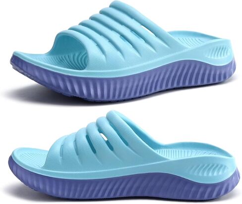 KuaiLu Womens Recovery Sandals With Comfortable Plantar Fasciitis Support,Ladies Orthotic Open Toe Sport Slides Thick Cushion Reduces Stress on Feet,Joints & Back Post-Exercise in Saudi Arabia