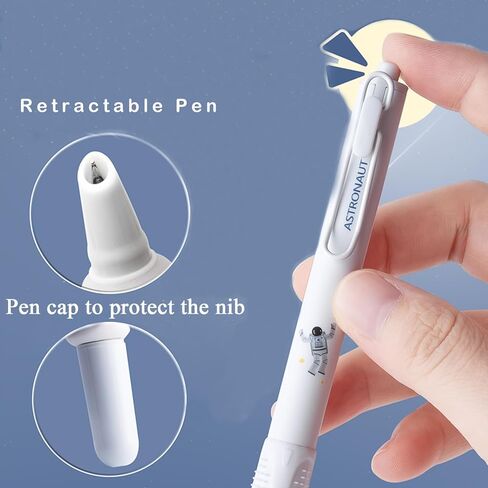 3Pcs Aesthetic Retractable Fountain Pens with 6Pcs Replaceable Blue Ink Cartridges Smooth Writing Quick-Drying Ink Nib Protector Suitable for Students and Adults in Kuwait