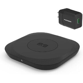 PureGear, 15W Qi-Certified Fast Wireless Charging Pad for Galaxy S21,S20,S10,S9,S8,Note 20,10. iPhone 12, 12Pro, 12 Pro Max, SE, 11, 11Pro, 11Pro Max, Xs Max, XR, XS, X, 8, AirPods Include AC Adapter