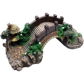 NA Aquarium Ornament Resin Arch Bridge Tree Pavilion Artificial Bridge Model for Garden Decor Fish Tank Landscape Accessories