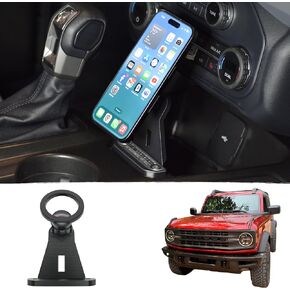 Phone Holder Mount Compatible with 2021 2022 2023 2024 Ford Bronco - Magnetic Adjustable 360° Swivel Cell Phone Holder - for Automatic Transmission Ford Bronco