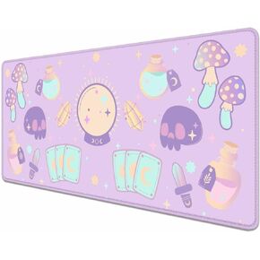 Anime Space Scene Desk Pad, Blue Pastel Galaxy Large Mouse Pad XL Cute, Cosmos Desk Mat, Aesthetic Stars Clouds and Planets Extended Mousepad, Game Mat, 35.4 x 15.7 in