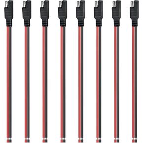 Oyviny 8PCS 12AWG SAE Connector Cable 1 Feet 2 Pin SAE Single Plug Quick Connector Disconnect Power Extension Cable Solar Panel Battery Wire 33CM for Motorcycles, Vehicle, Tractors Solar Panel