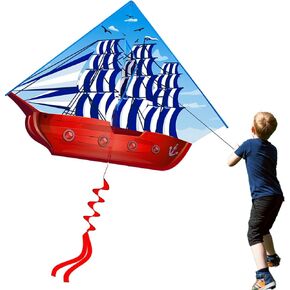 HENGDA KITE Sailboat Kite,for Kids and Adults,Easy to Fly,Excellent Fabric and Structure Design,The Pictures are Beautiful in high Definition,Suitable for Beginners(42x23) in Blue
