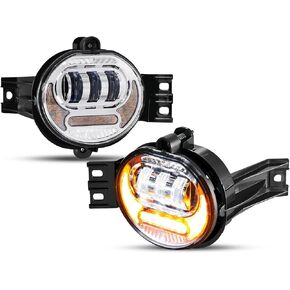 Auxbeam New Upgraded LED Fog Lights Lamp Replacement for Dodge Ram 1500 2002-2008 Dodge Ram 2500/3500 2003-2009 Durango Truck 2005 2006 with DRL&Turn Signal, Chrome 2pcs