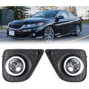 2Pcs Fog Lights Assembly Replacement for 2013-2015 Honda Accord Coupe Clear Lens with Bulbs and Bezels Driving Fog Light Left+Right Side (Passenger & Driver Side)