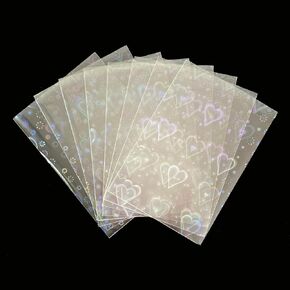600 Pcs Kpop Photocard Sleeves - Laser Flashing Card Sleeves with Heart Star Glass Gemstone Rainbow Holographic Designs
