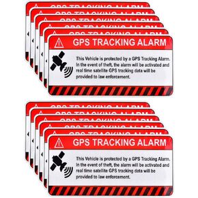 12PC GPS Tracking Sticker Anti-Theft, Car Vehicle Warning Sign, Self Adhesive Car Decal, Static Cling Decal Inside Car Window, GPS Decals for Cars, Motorcycle, Scooter, Bike Vehicle Security Sign