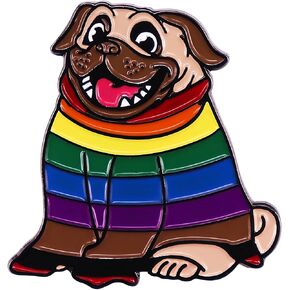 Rainbow Pug Lapel Pin - Dog Lover Gift for Men, Women, Girls, Boys