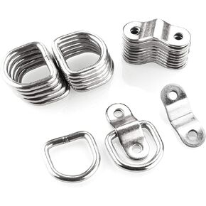 12 Pack Tie Down Rings with Mounting Brackets, Heavy Duty Stainless Steel Lashing Ring D-Ring Anchor Point, 1/4" Surface Mount for Trailer Truck Hauling, Cargo Load, RV Pickup Camper and Boat