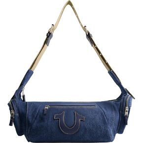 True Religion Women's Shoulder Bag Purse, Slouchy Hobo Handbag with Adjustable Strap and Horseshoe Logo