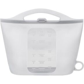 Silicone Steam Sanitizing Bag for Travel, 1.5L Microwave Reusable Steam Bags for Baby Bottles, Accessories, Breastpump,Fruit Vegetable Storage Fresh Keeping Bag for Home and Travel, Gray,1 Pack