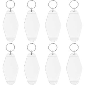 8PCS Motel Keychain Blank Hotel Key Tags Holder for Bagpacks Car Keys Resin Vinyl Printing Engraving DIY Crafts Gifts