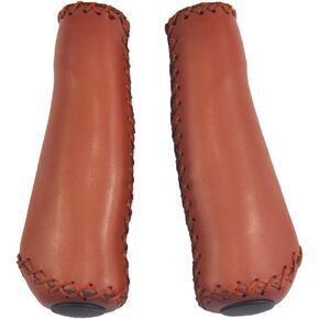 UPANBIKE Bike Grips Ergonomic Design Handmade Sewing Push On Leather Handlebar Grips