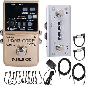 NUX Loop Core Deluxe Pedal Bundle with 2 Patch Cables, 2 Instrument Cables, 9V Power Supply and Daisy Chain