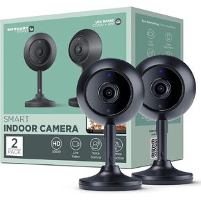 1080p HD Security Camera - WiFi Security Camera for Indoor Surveillance with Motion Detection, Two-Way Audio, Cloud Storage, Compatible with Alexa and Google Assistant, 2-Pack
