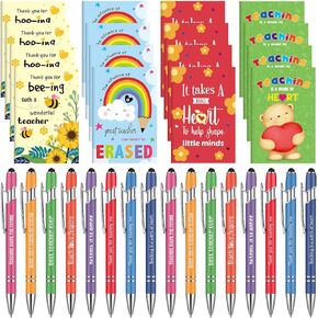 Sumind 32 Pcs Teacher Appreciation Gifts Thank You Gift Inspirational Gifts 16 Pcs Motivational Ballpoint Pens 16 Pcs Mini Journal Notebooks Notepads for School Office Home Travel Gifts (Cute)