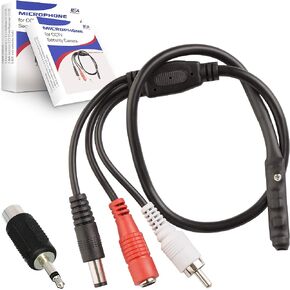 CCTV Microphone Outdoor Microphone for WiFi Security Camera IP: Audio Microphone CCTV Surveillance Microphone RCA with High Sensitive Preamp Amplified Pickup Device Mic External Camera Sound (2 Pack)