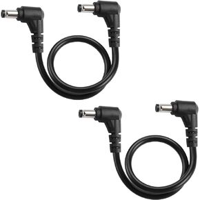 GINTOOYUN 2PCS DC 5.5mm x 2.1mm Power Extension Cable 90 Degree Right Angle Male to Male Adapter Power Cord for DC 12V Power Adapter, CCTV Security Camera LED Strip,Routers, Printers etc（0.3m）