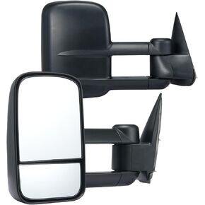 VEVOR Towing Mirrors, Left & Right Pair Set for Chevrolet Silverado (1988-1998)/GMC, Tow Mirror with Plane and Convex Glass, Manual Controlling Telescoping Folding, and Four-Way Adjustment, Black