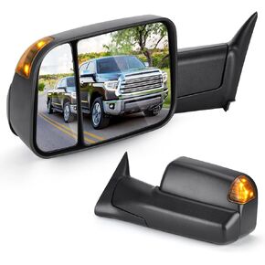 Towing Mirrors for Dodge Ram 1500 1998 1999 2000 2001, 2500 3500 98-2002 Power Heated with Turn Signal Light Manual Folding Fliping Up (1 Pair)