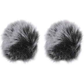 ibasenice 2Pcs asmr mic fluffy protective cover Faux plush hairy mini handheld windproof protector lavalier lapel Plush Covers for Mic plush cover mic for camera Popularity